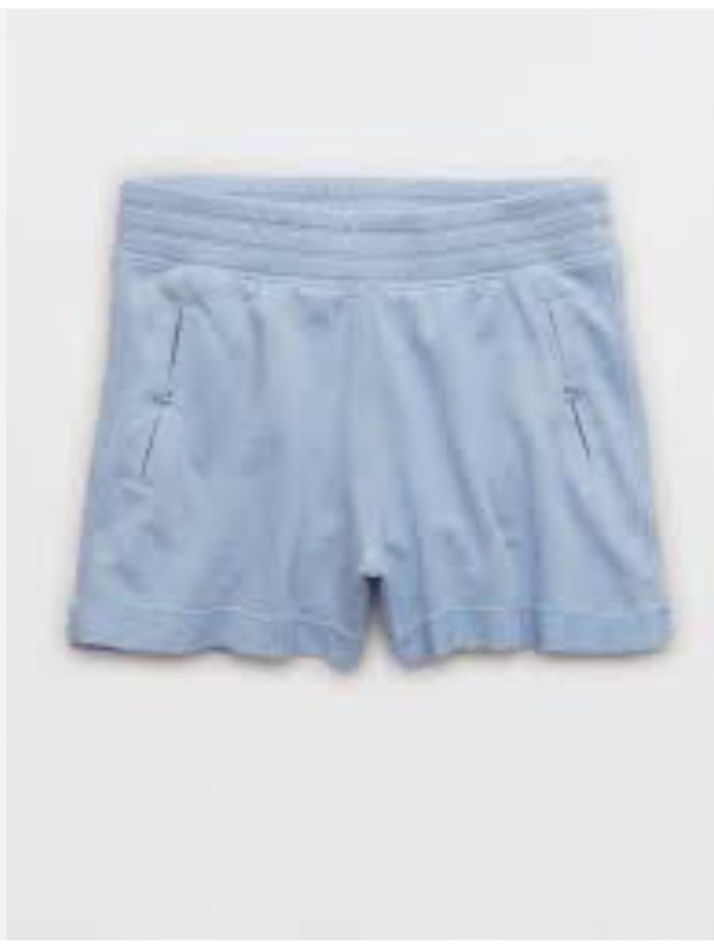 aerie High Waisted Chillax Fleece Light Blue Cozy Lounge Shorts Small‎